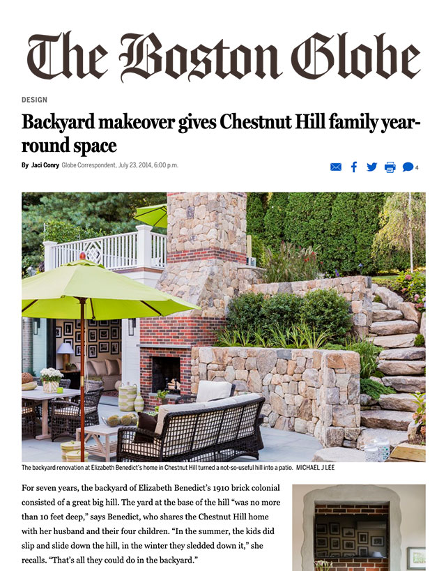 Backyard Makeover by Elizabeth Home Decor and Design featured in The Boston Globe Magazine