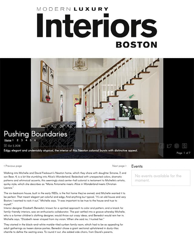 Elizabeth Home Decor and Design featured in Modern Luxury Interiors Boston