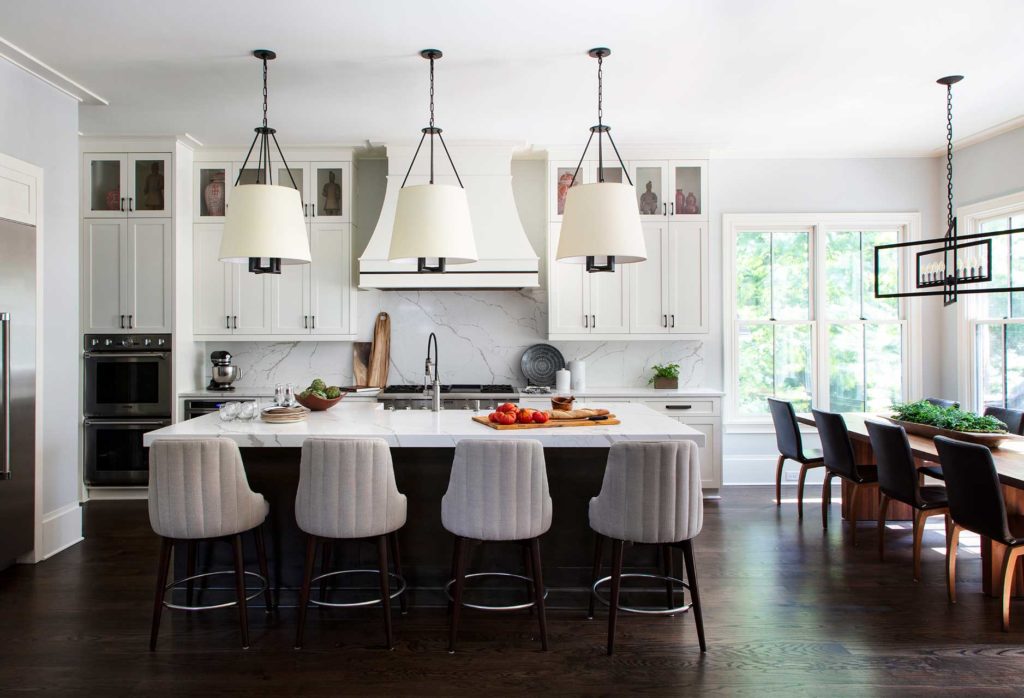 Interior design Atlanta project. Eat-in country kitchen by Boston interior designer Elizabeth Benedict
