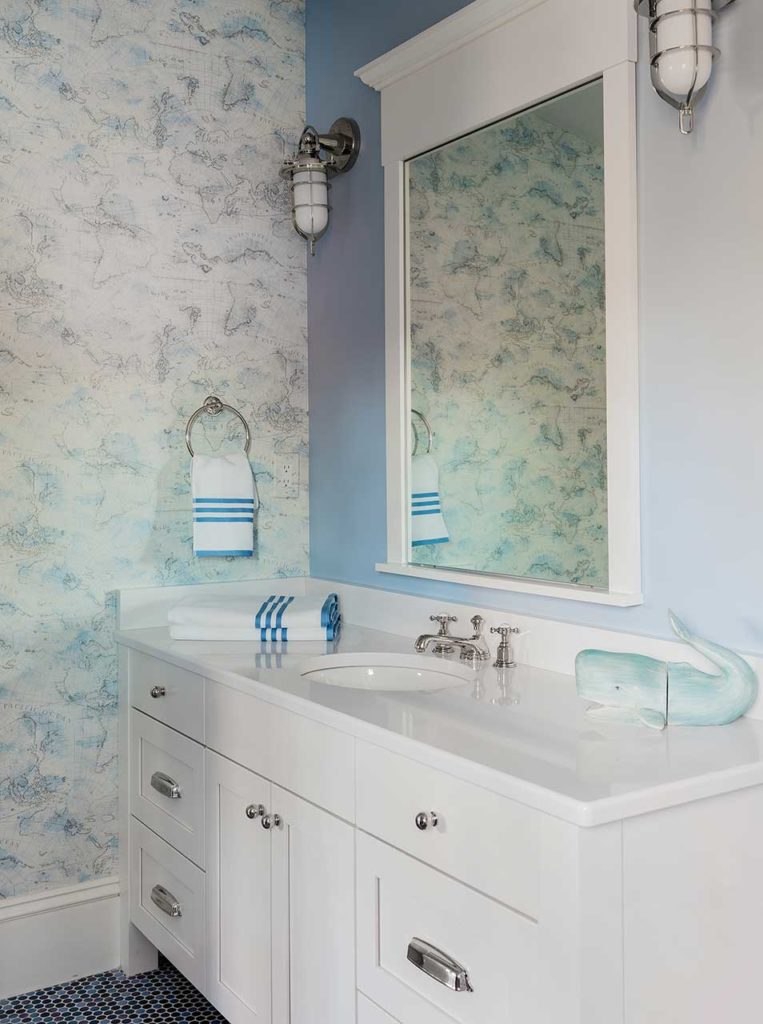 Boston Interior designer Elizabeth Benedict Project West Newton MA - Residential interior design - Guest bathroom