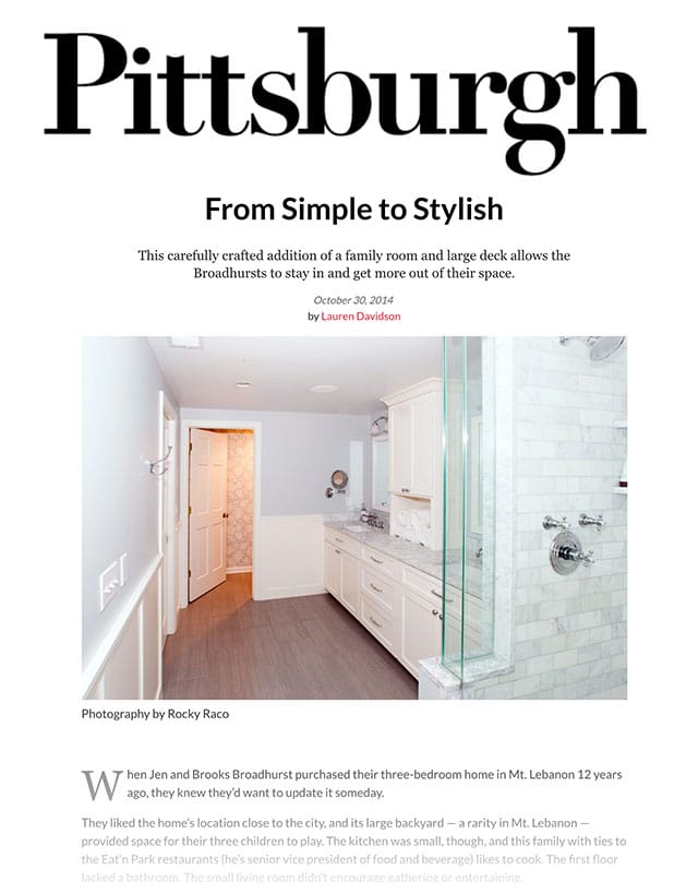 Elizabeth Home Decor and Design featured in Pittsburgh Magazine - From Simple to Stylish